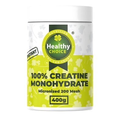 Healthy choice 100% Kreatino Monohidratas, mikronizuotas 200 mesh., 400gr.