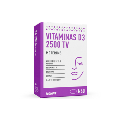 ICONFIT Vitaminas D3 moterims 2500 TV (60 kapsulių)