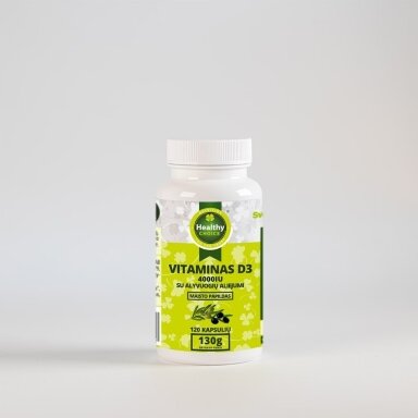 Vitaminai D3 4000IU su alyvuogių aliejumi „Healthy Choice” 120 kapsulių